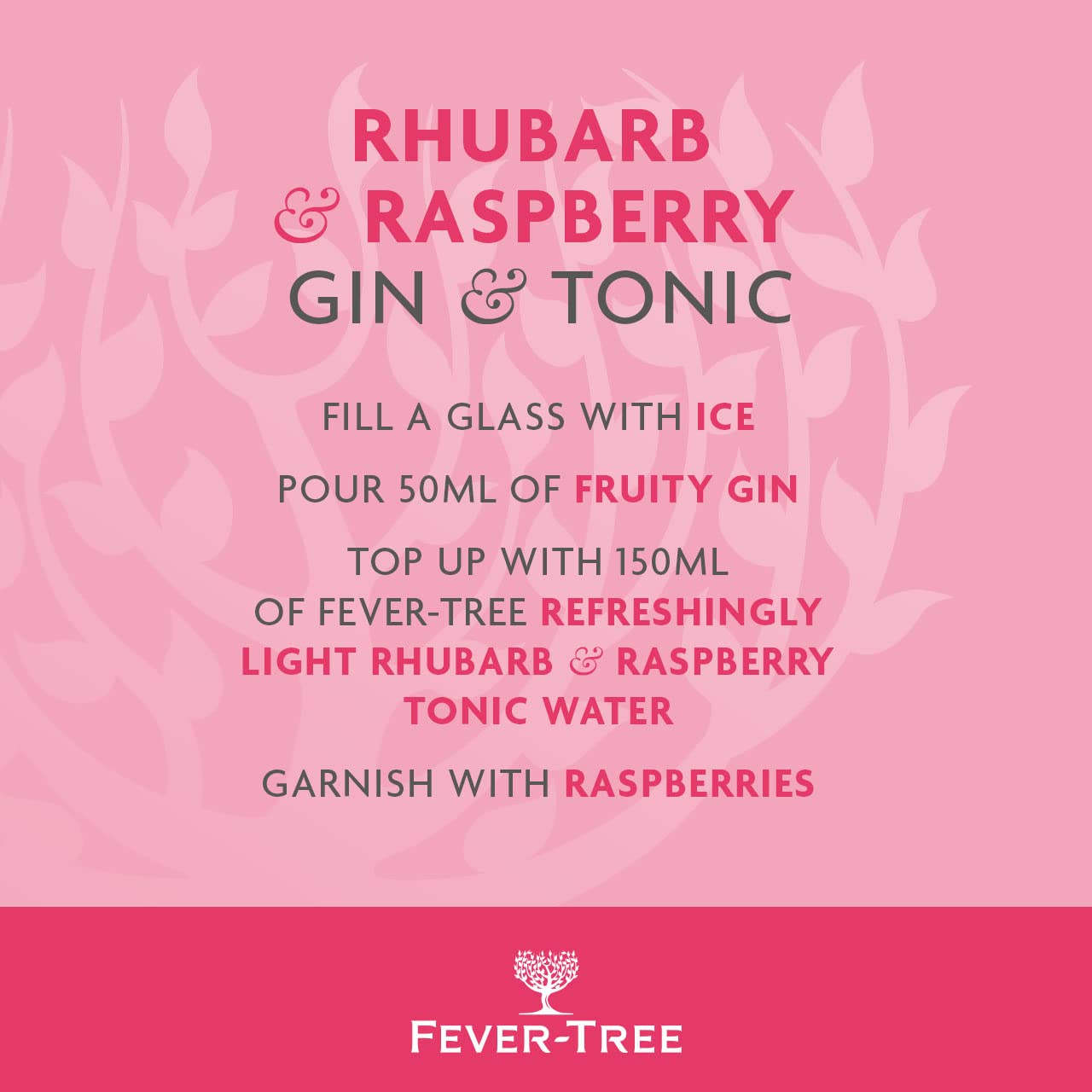 Fever-Tree Refreshingly Light Rhubarb & Raspberry Tonic Water 24 x 150ml cans