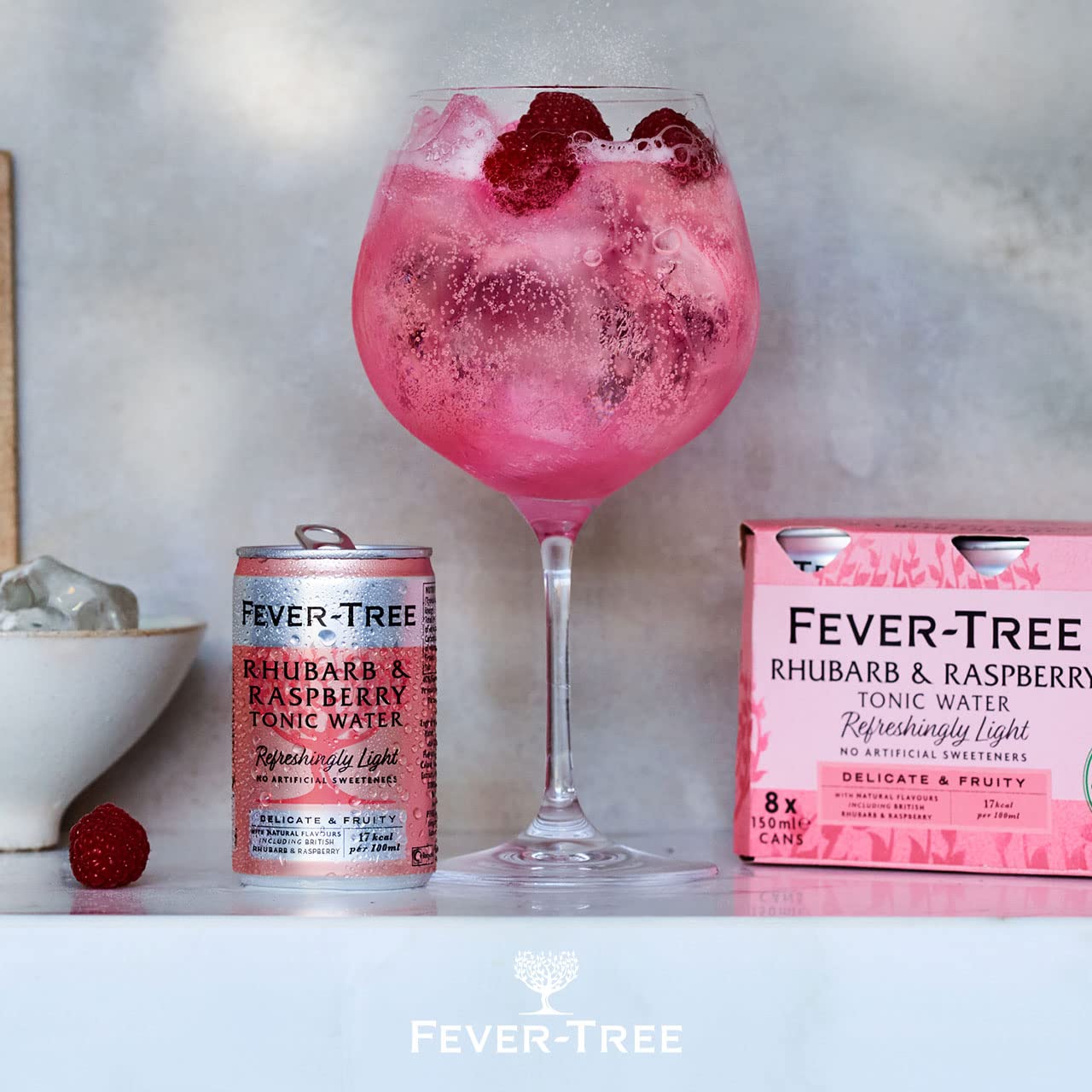 Fever-Tree Refreshingly Light Rhubarb & Raspberry Tonic Water 24 x 150ml cans