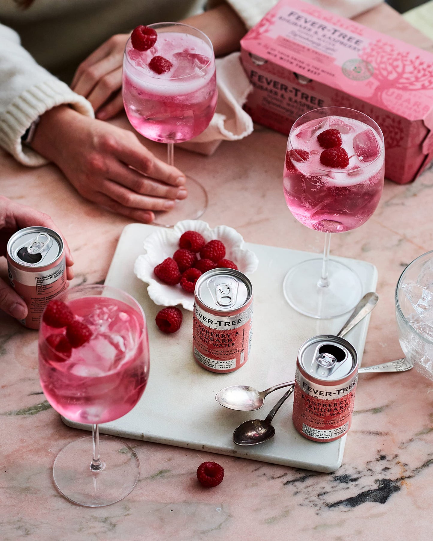 Fever-Tree Refreshingly Light Rhubarb & Raspberry Tonic Water 24 x 150ml cans