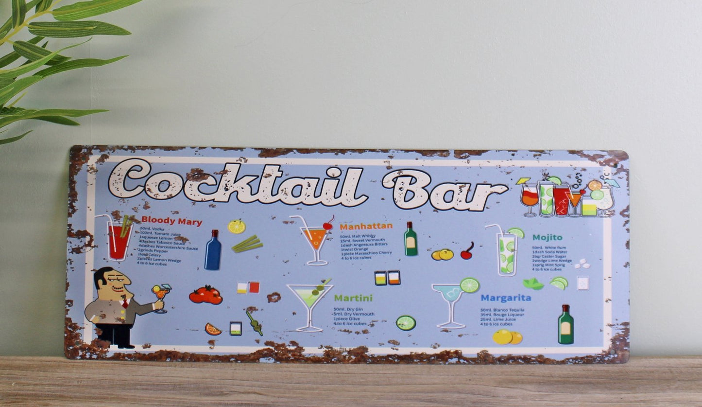 Vintage Metal Sign - Cocktail Bar-1