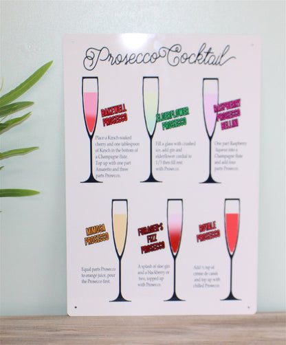 Vintage Metal Sign - Classic Cocktail Prosecco Recipes-1