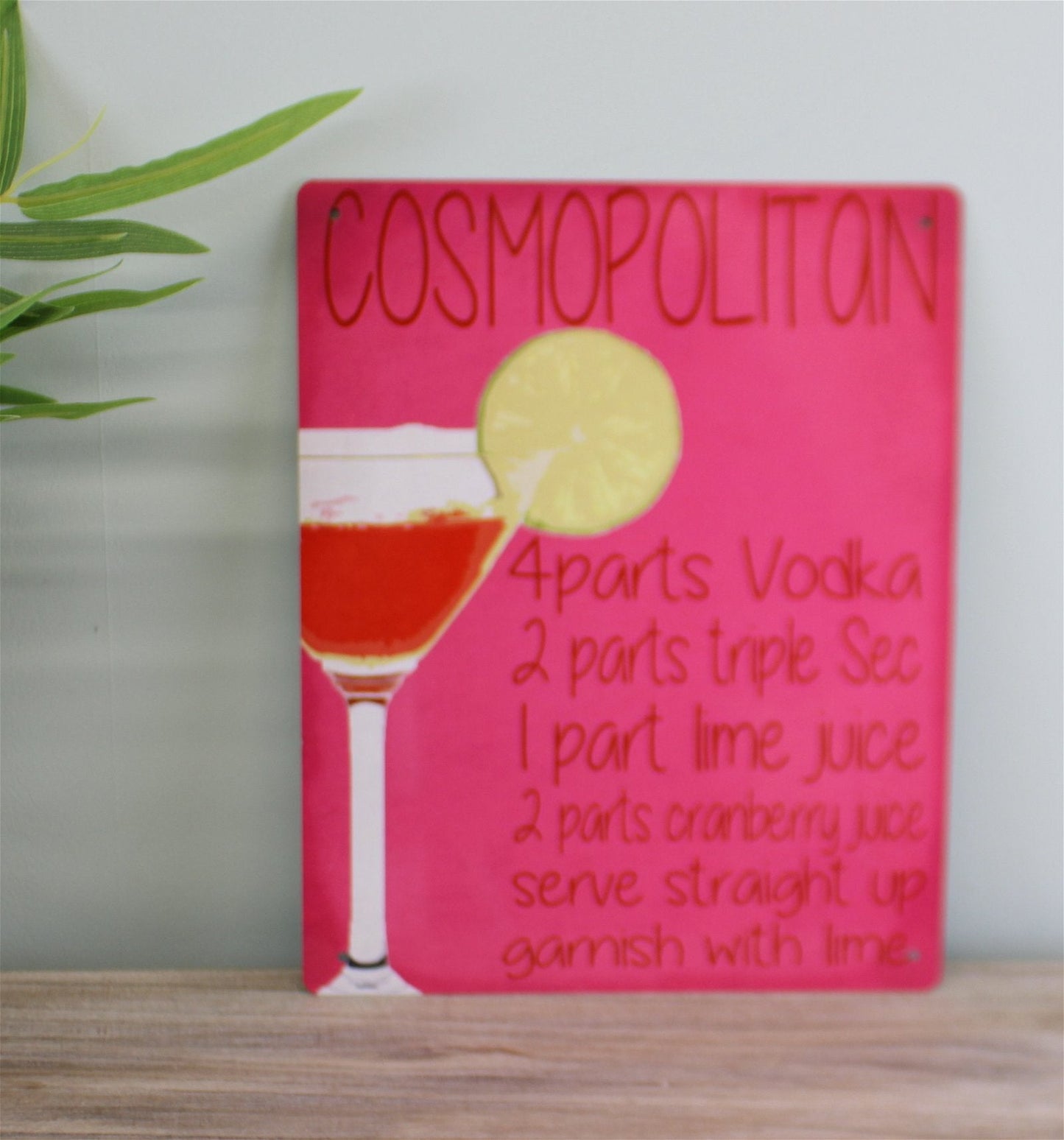 Vintage Metal Sign - Cosmopolitan Cocktail Recipe-1