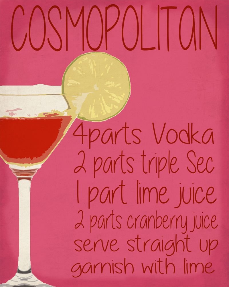 Vintage Metal Sign - Cosmopolitan Cocktail Recipe-0