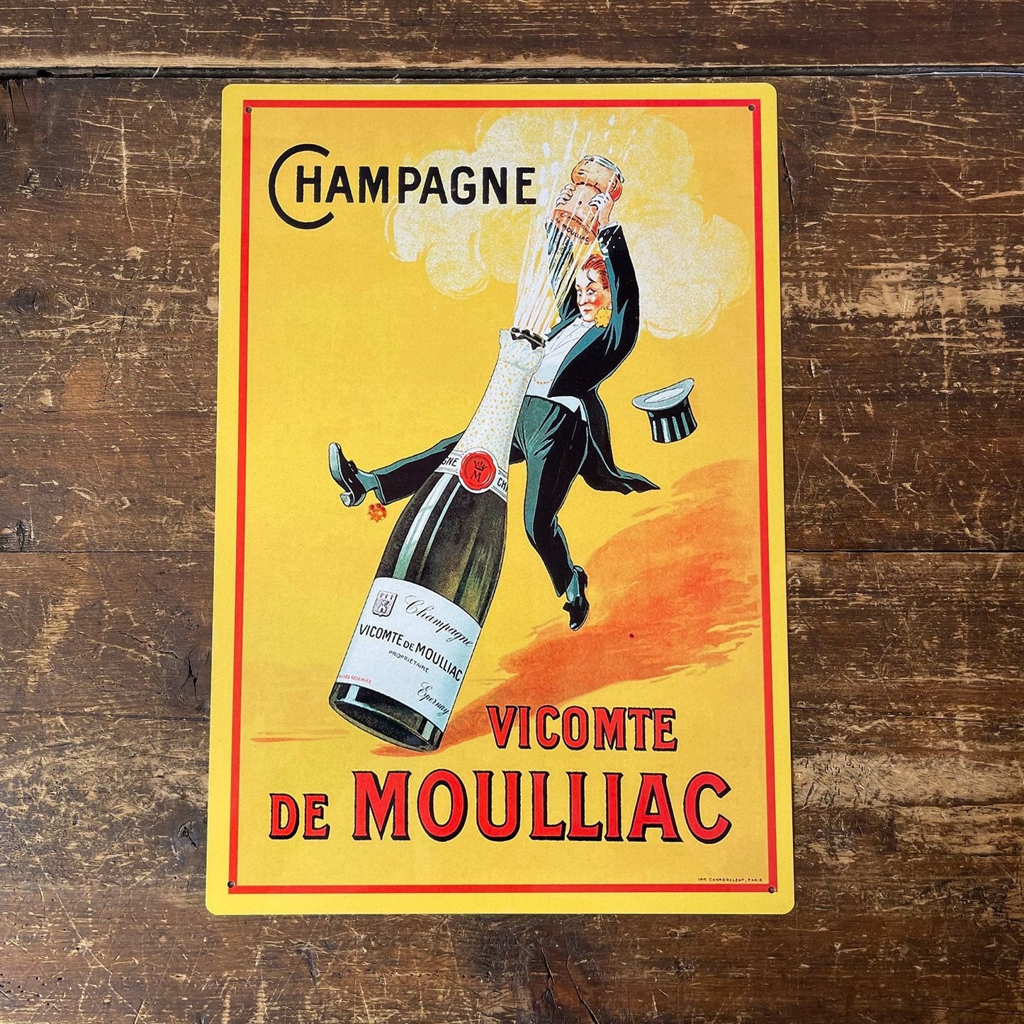 Vintage Metal Sign - Retro Advertising Champagne Vicomte De Moulliac Sign-2