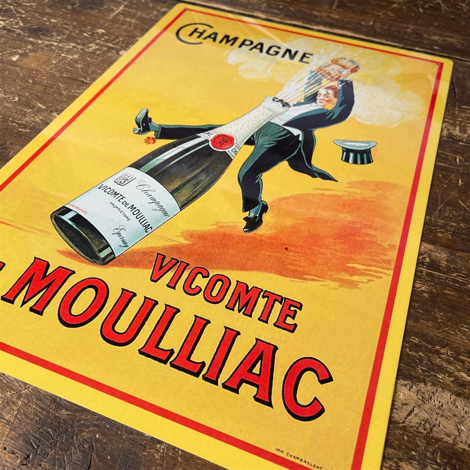 Vintage Metal Sign - Retro Advertising Champagne Vicomte De Moulliac Sign-1